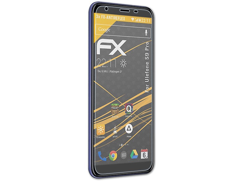 ATFOLIX 3x FX-Antireflex Pro) S9 Ulefone Displayschutz(für