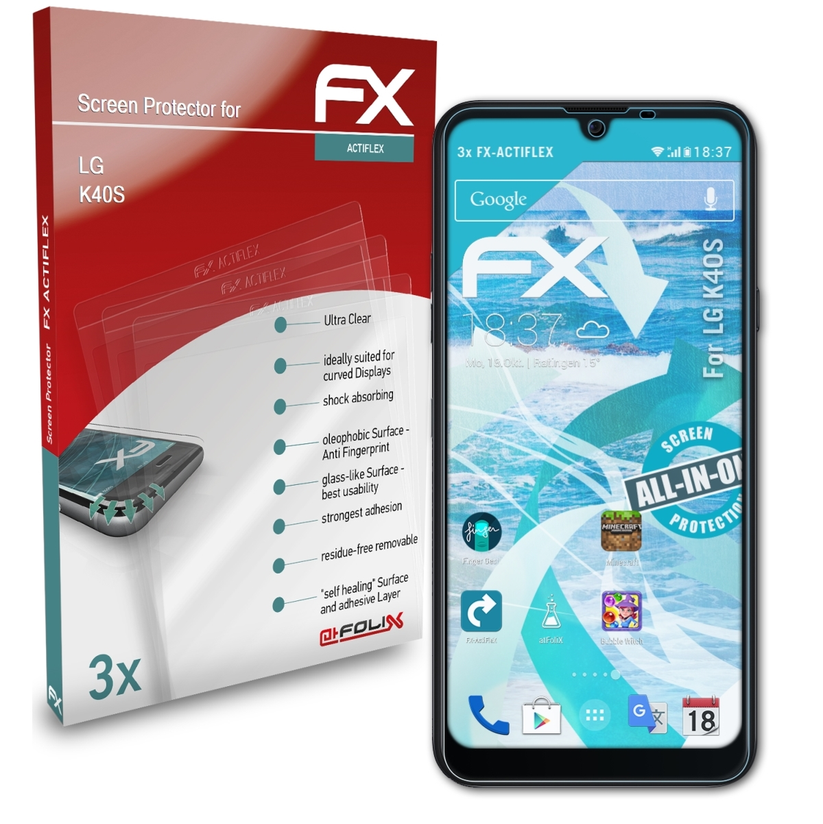 3x FX-ActiFleX K40S) ATFOLIX LG Displayschutz(für