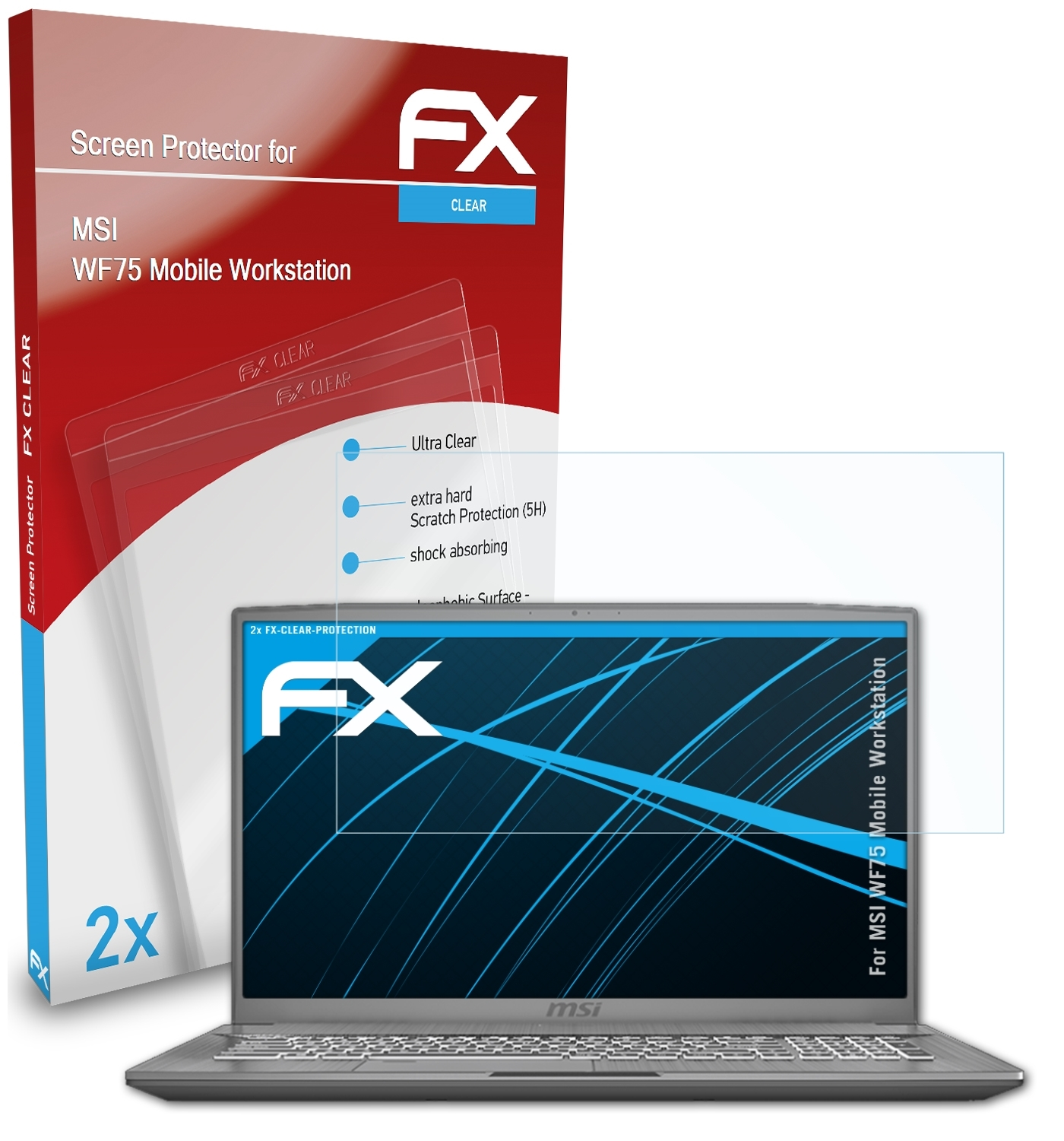 ATFOLIX WF75 Displayschutz(für 2x MSI Workstation) FX-Clear Mobile