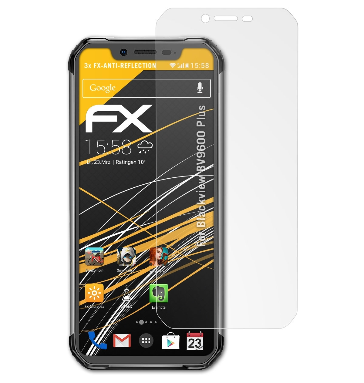 ATFOLIX 3x FX-Antireflex Displayschutz(für Plus) Blackview BV9600