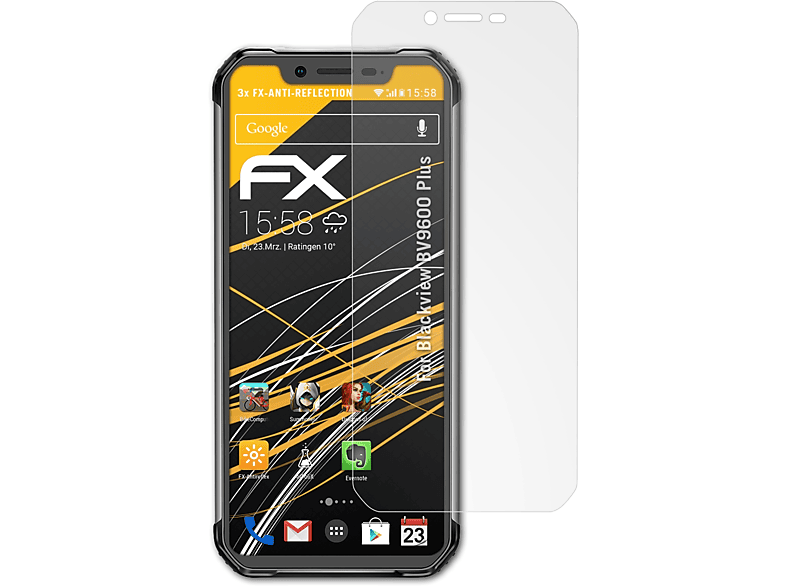 ATFOLIX 3x Blackview FX-Antireflex BV9600 Displayschutz(für Plus)