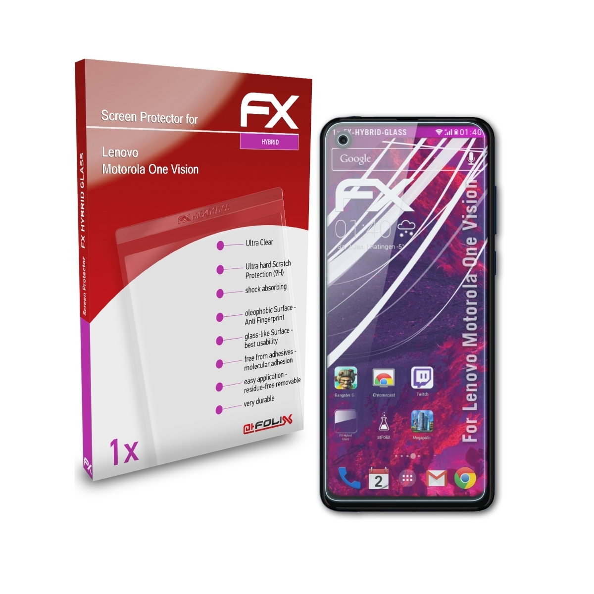 ATFOLIX FX-Hybrid-Glass Schutzglas(für Lenovo Vision) One Motorola