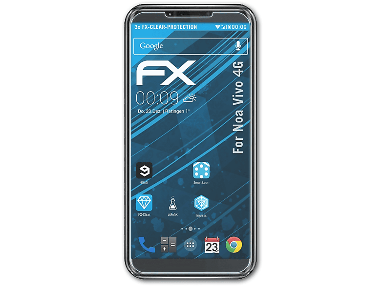 ATFOLIX 3x FX-Clear Displayschutz(für Noa Vivo 4G)