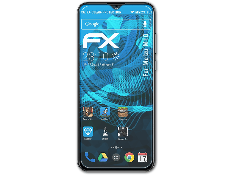 FX-Clear Displayschutz(für Meizu ATFOLIX 3x M10)