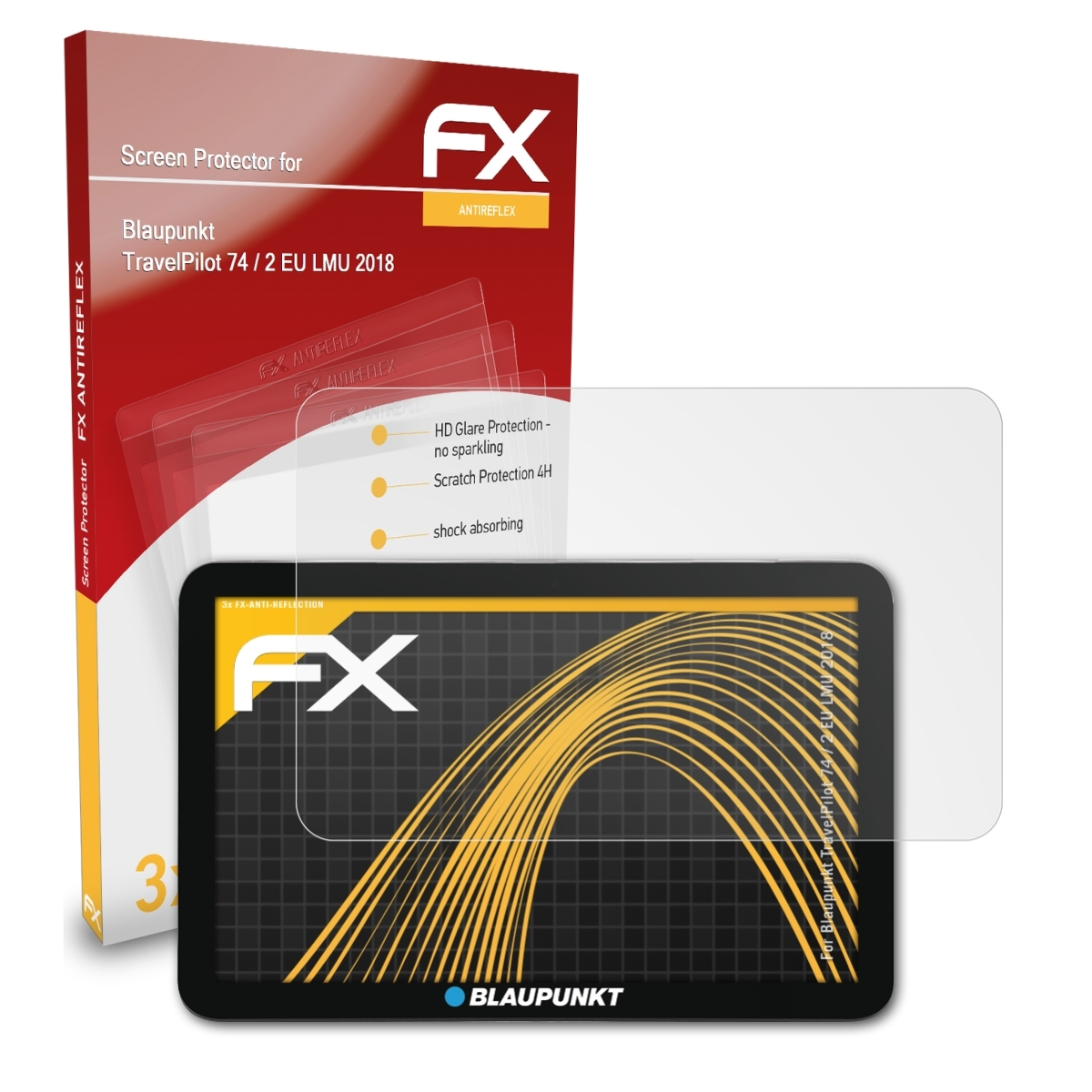 ATFOLIX 3x FX-Antireflex EU Displayschutz(für / LMU 2 TravelPilot Blaupunkt 74 (2018))