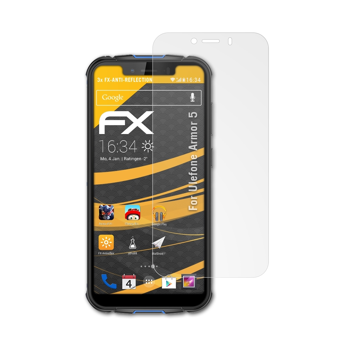 ATFOLIX 3x FX-Antireflex Displayschutz(für Armor Ulefone 5)