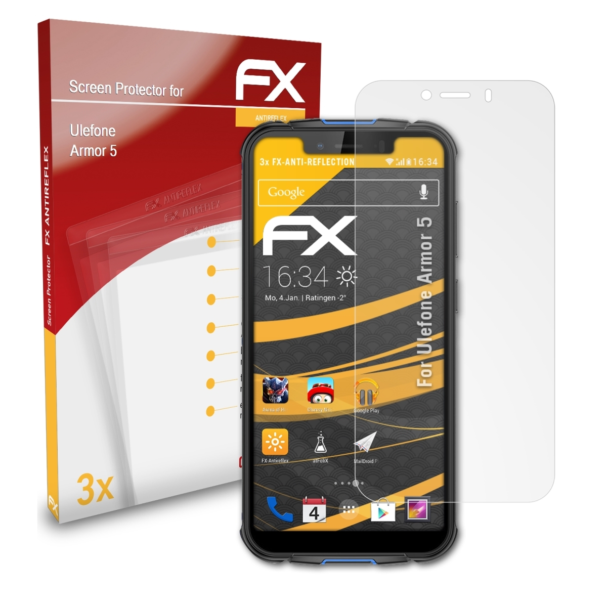 3x FX-Antireflex ATFOLIX Displayschutz(für 5) Ulefone Armor