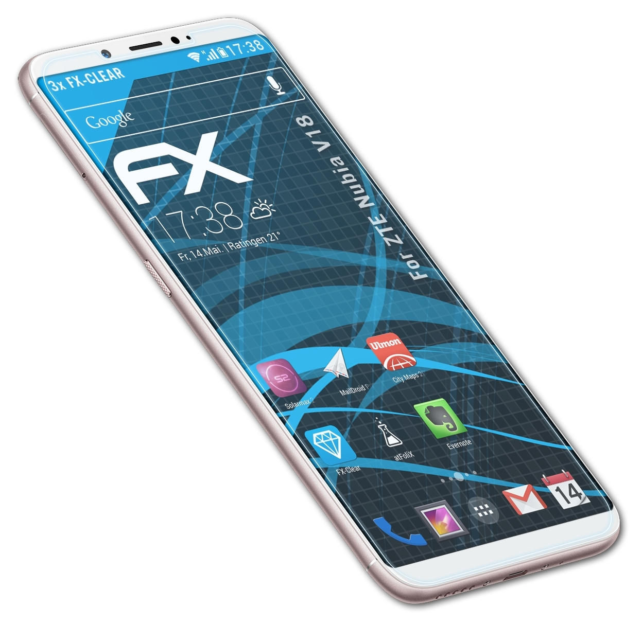 ATFOLIX FX-Clear 3x Nubia ZTE V18) Displayschutz(für
