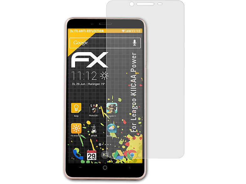 ATFOLIX 3x FX-Antireflex Displayschutz(für Leagoo KIICAA Power)