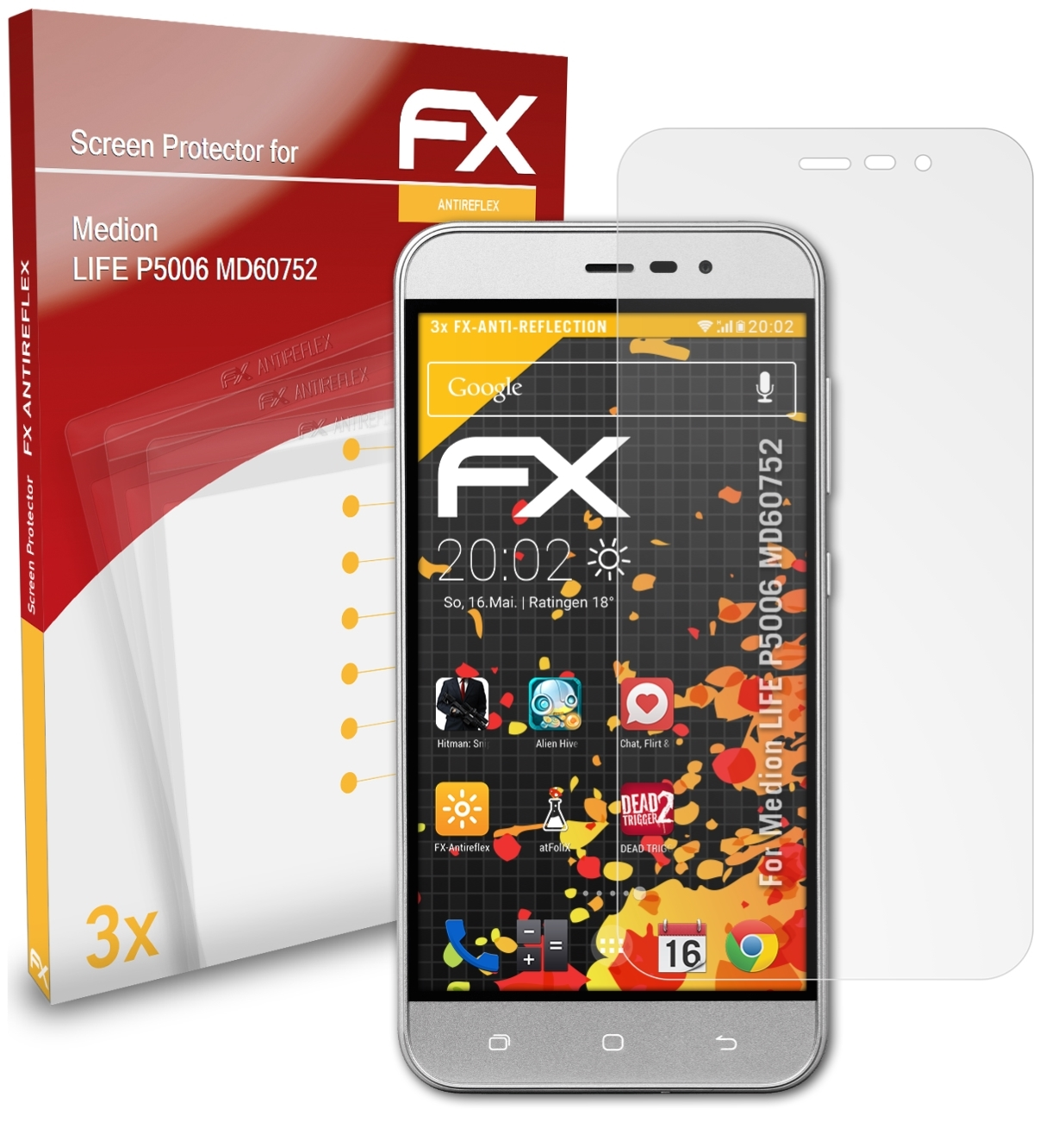 ATFOLIX 3x FX-Antireflex Displayschutz(für Medion P5006 LIFE (MD60752))