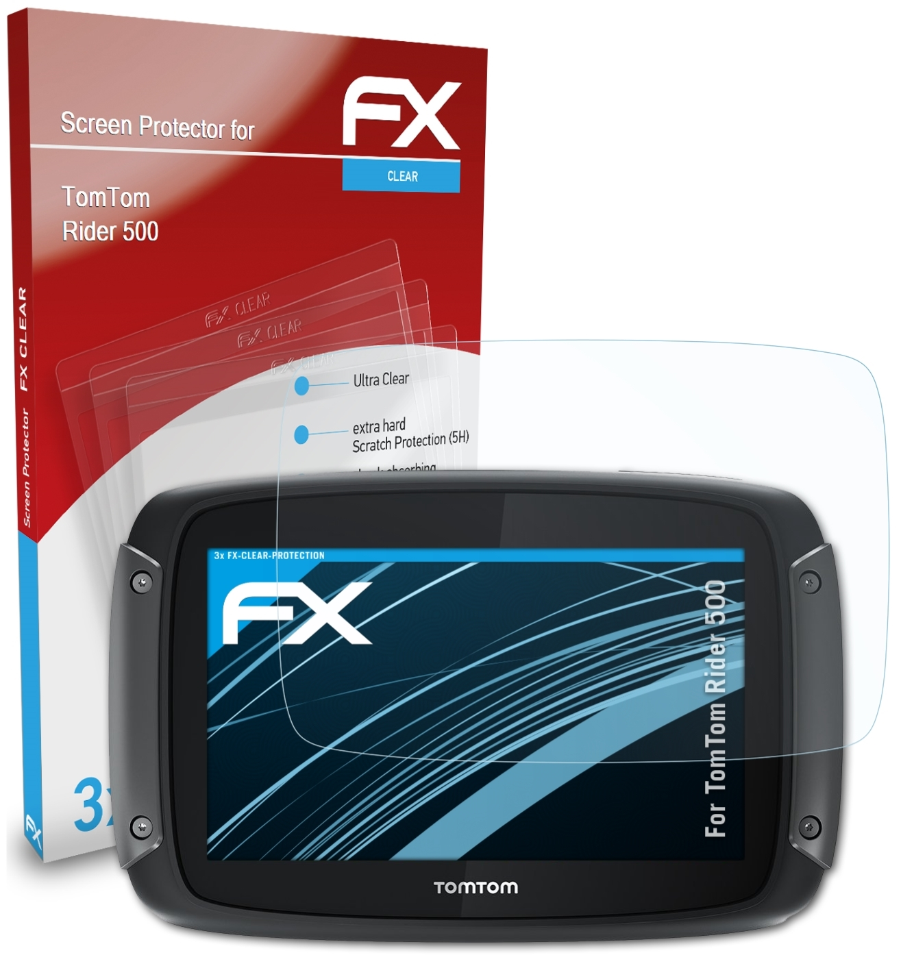 TomTom Rider FX-Clear Displayschutz(für 500) ATFOLIX 3x