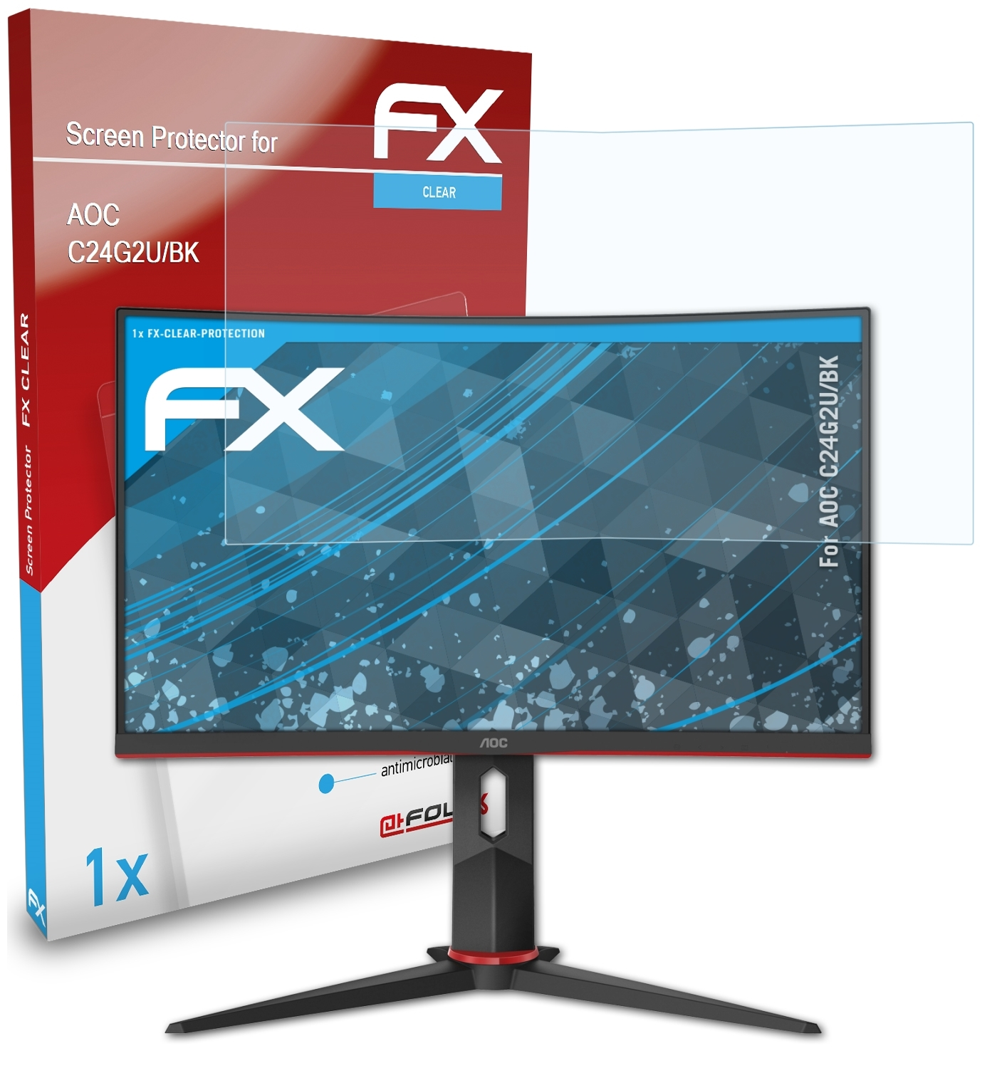ATFOLIX AOC C24G2U/BK) FX-Clear Displayschutz(für