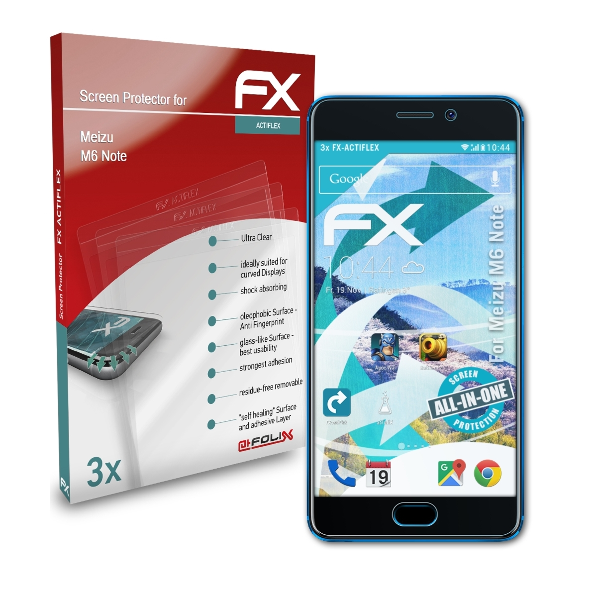 ATFOLIX 3x FX-ActiFleX Displayschutz(für Meizu Note) M6