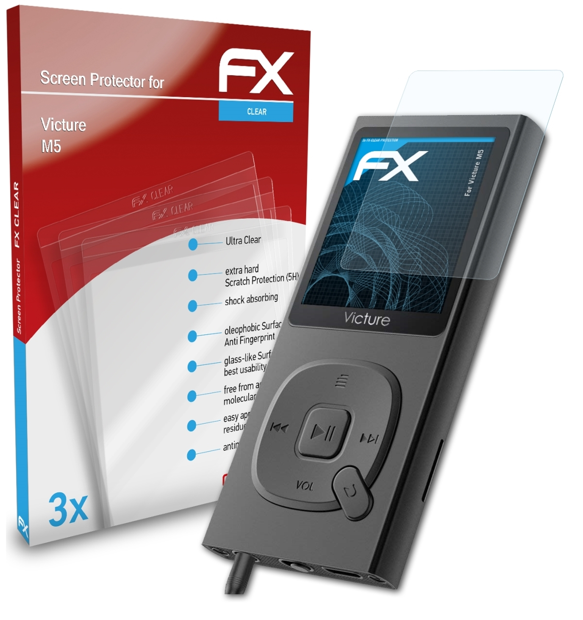 FX-Clear M5) ATFOLIX Victure 3x Displayschutz(für