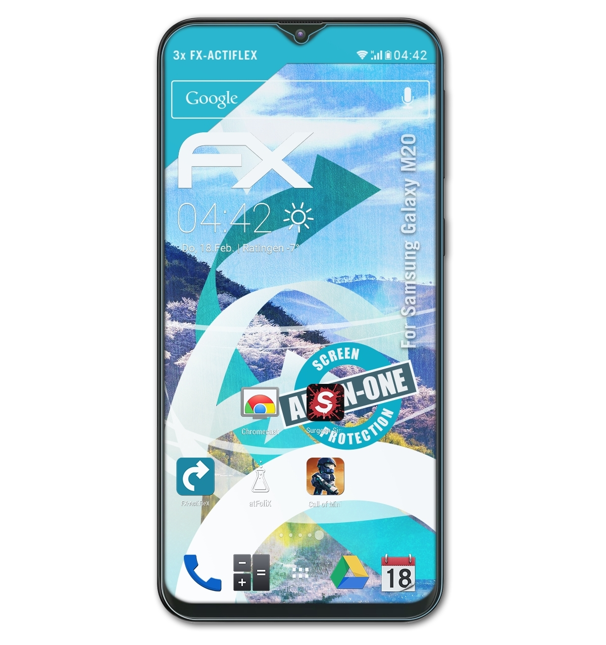 ATFOLIX 3x FX-ActiFleX Samsung Galaxy M20) Displayschutz(für