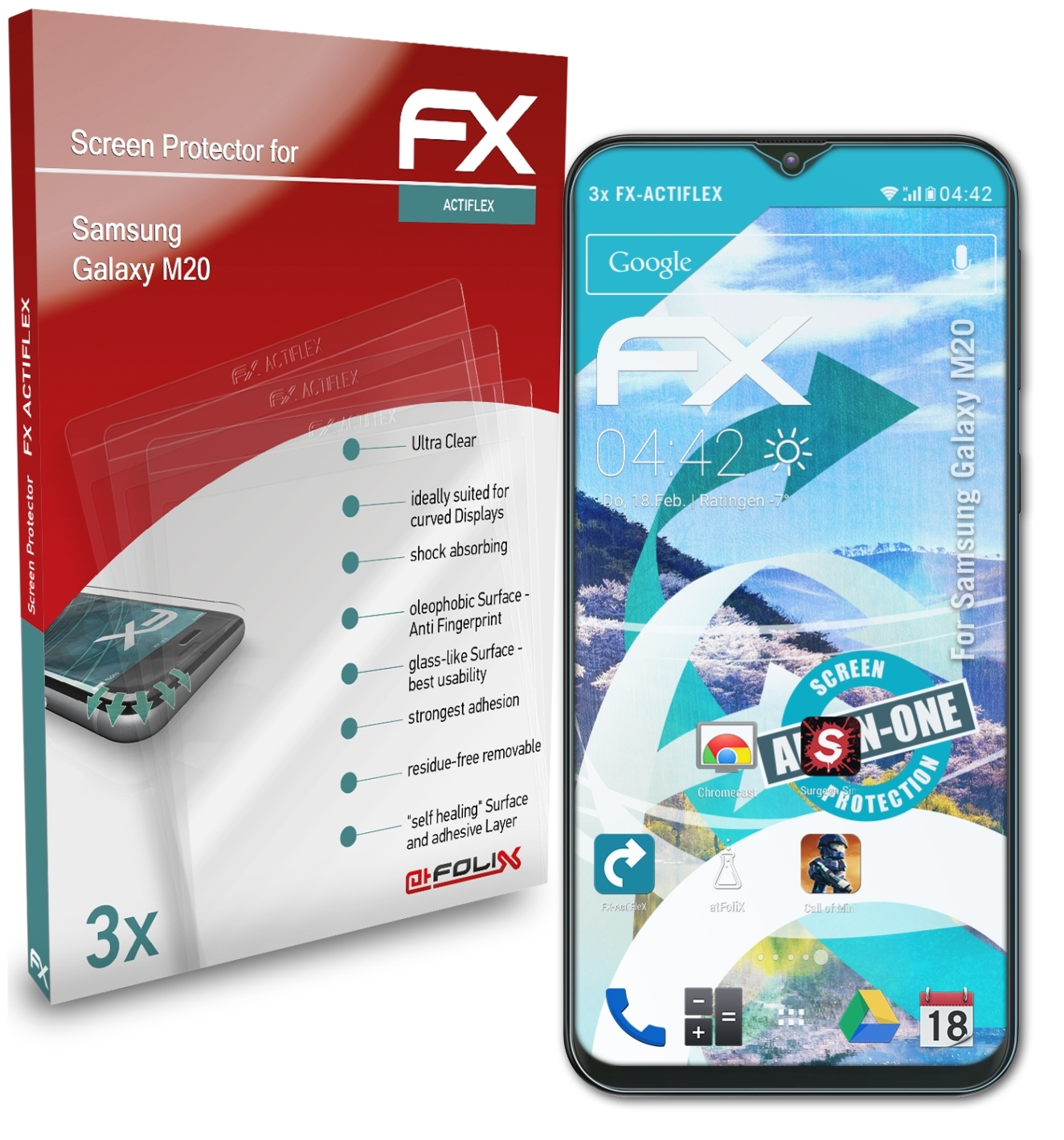 FX-ActiFleX M20) 3x Galaxy Samsung Displayschutz(für ATFOLIX