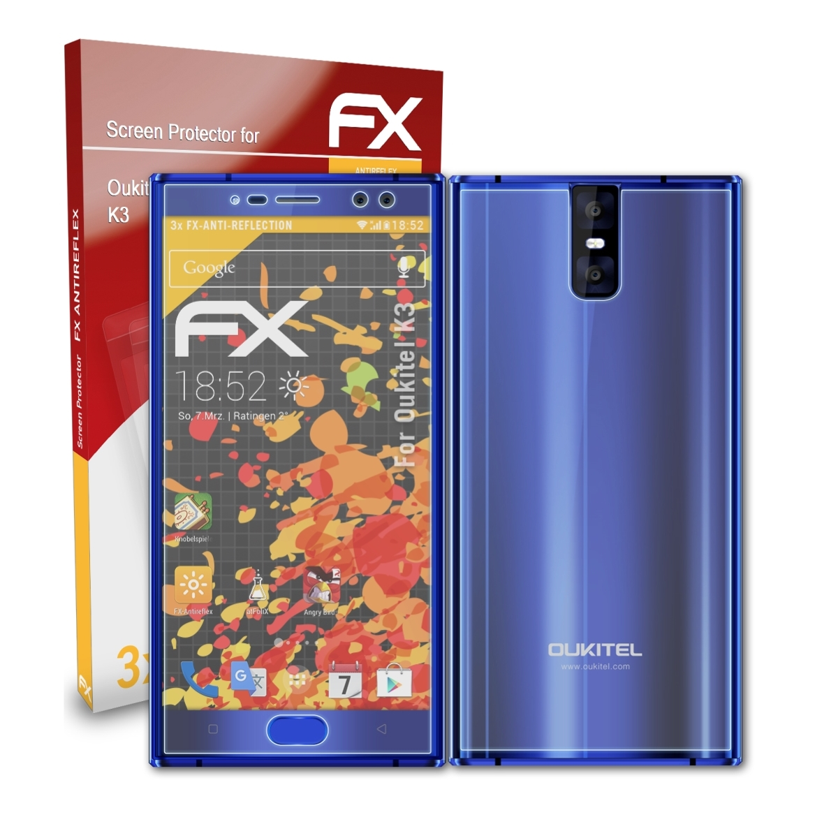 3x ATFOLIX FX-Antireflex Displayschutz(für K3) Oukitel