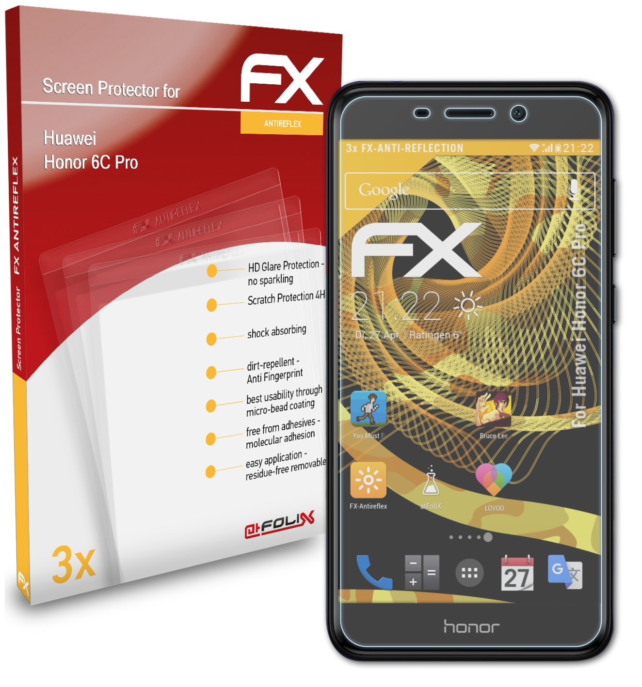 Pro) Huawei 3x ATFOLIX FX-Antireflex 6C Honor Displayschutz(für