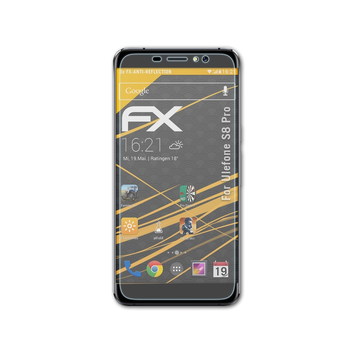 FX-Antireflex 3x ATFOLIX Ulefone Pro) S8 Displayschutz(für