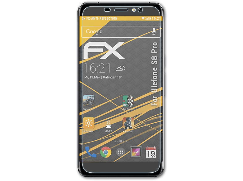 ATFOLIX 3x FX-Antireflex Displayschutz(für Ulefone S8 Pro)