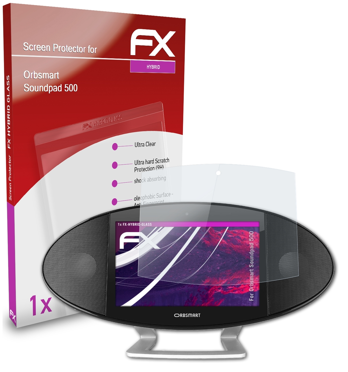 ATFOLIX FX-Hybrid-Glass Schutzglas(für Soundpad 500) Orbsmart
