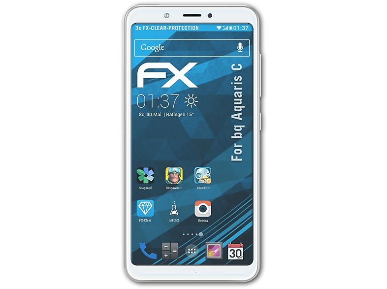 FX-Clear C) bq ATFOLIX Aquaris 3x Displayschutz(für
