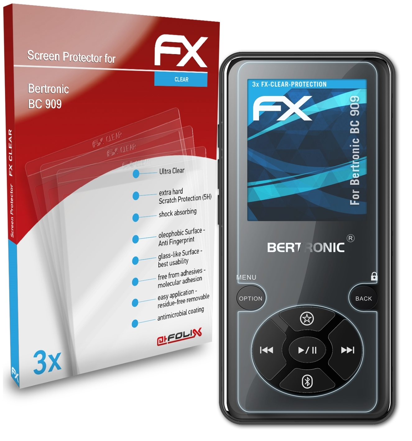 ATFOLIX 3x Displayschutz(für 909) FX-Clear BC Bertronic
