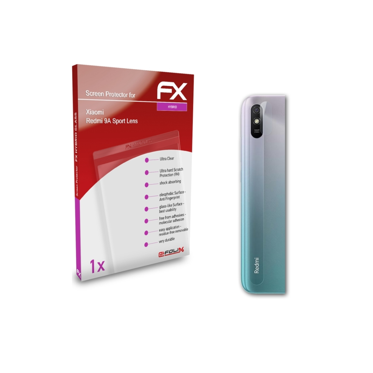 ATFOLIX FX-Hybrid-Glass Schutzglas(für Lens) Sport Xiaomi 9A Redmi