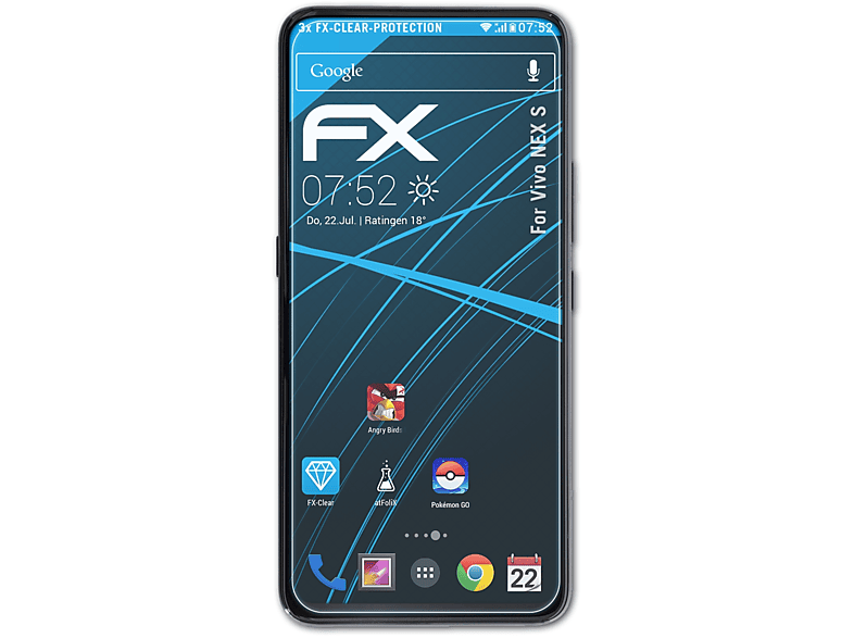 ATFOLIX 3x FX-Clear NEX Displayschutz(für Vivo S)