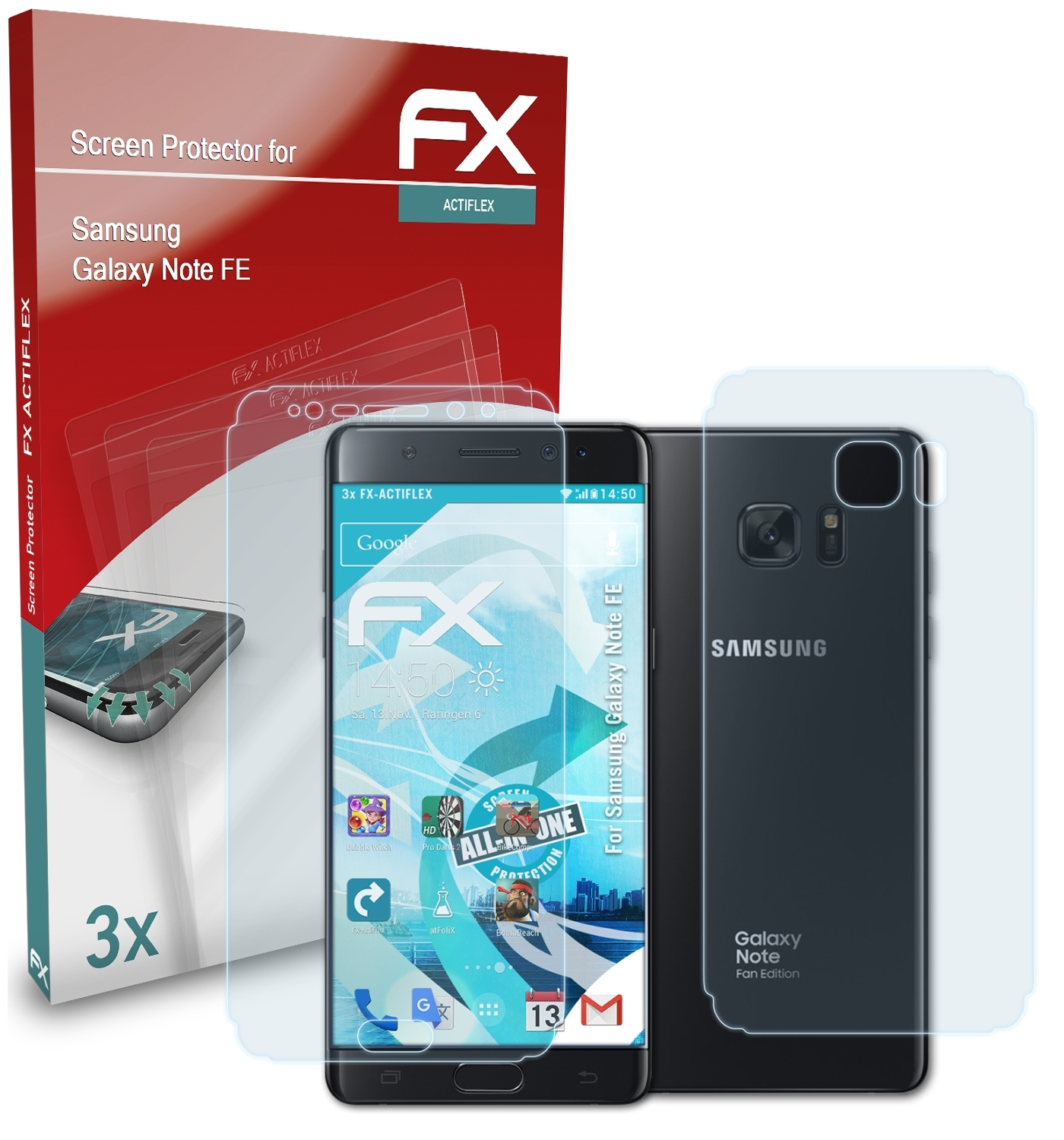 Galaxy Displayschutz(für FE) ATFOLIX Note FX-ActiFleX Samsung 3x