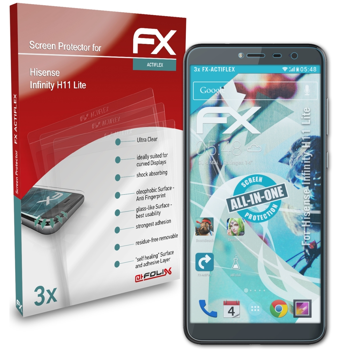 3x Infinity FX-ActiFleX H11 Hisense Displayschutz(für Lite) ATFOLIX
