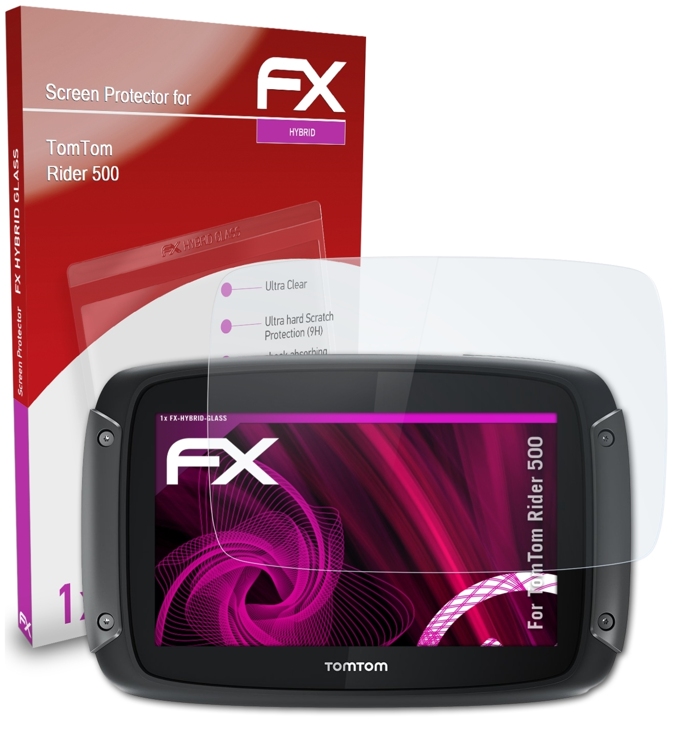 Schutzglas(für TomTom Rider 500) FX-Hybrid-Glass ATFOLIX