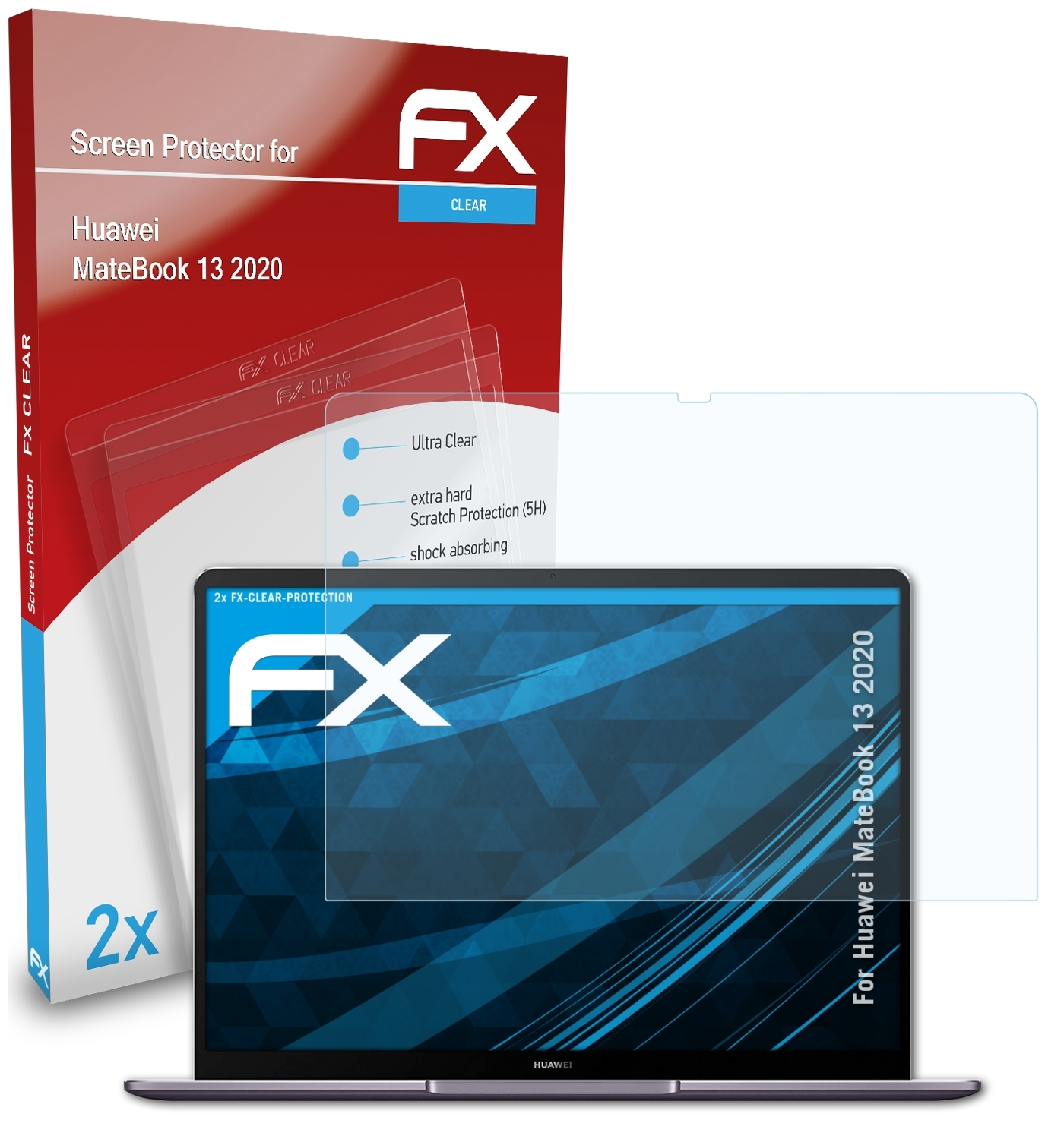 ATFOLIX 2x FX-Clear Displayschutz(für (2020)) 13 Huawei MateBook