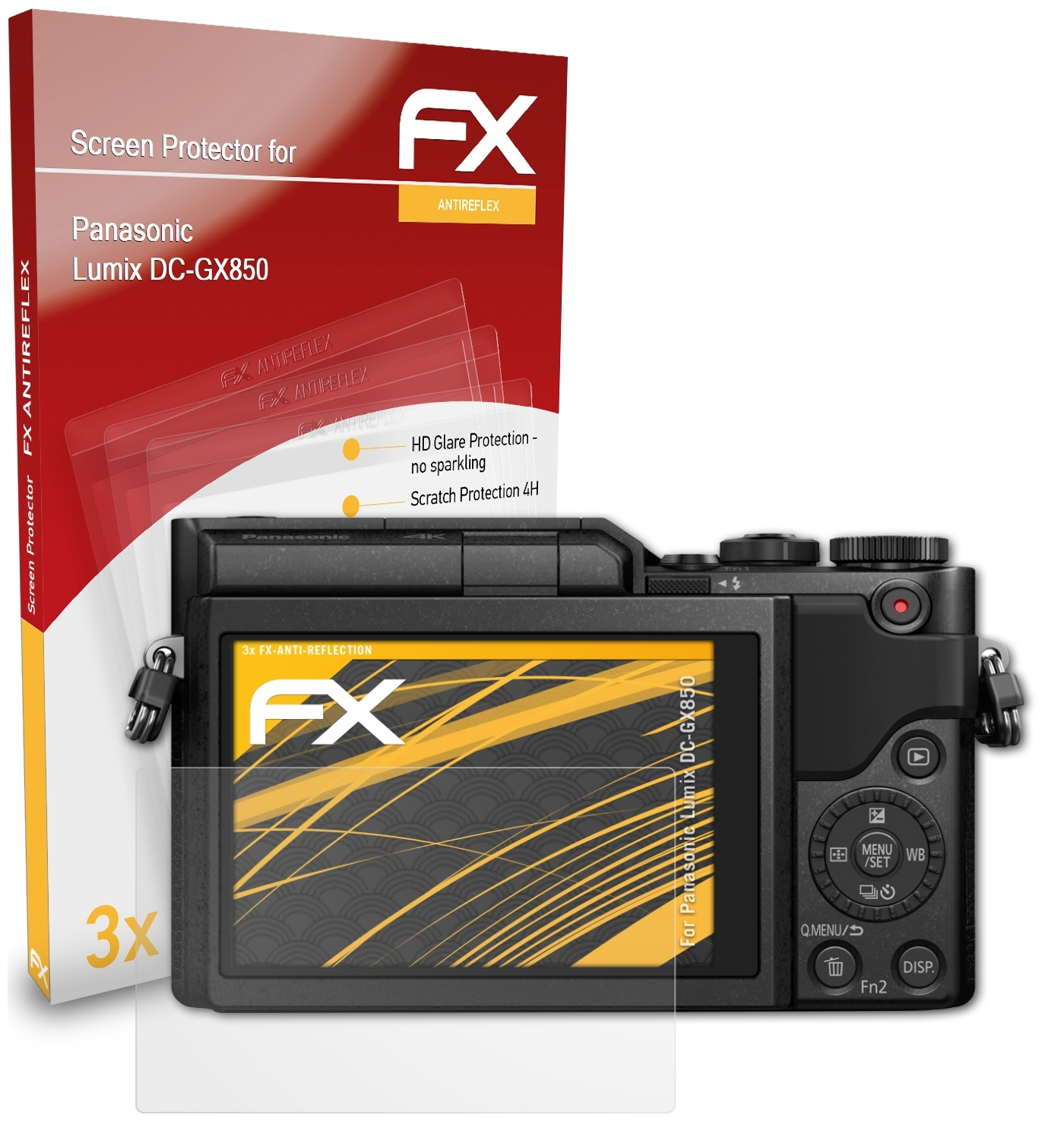 3x Lumix DC-GX850) Displayschutz(für Panasonic FX-Antireflex ATFOLIX