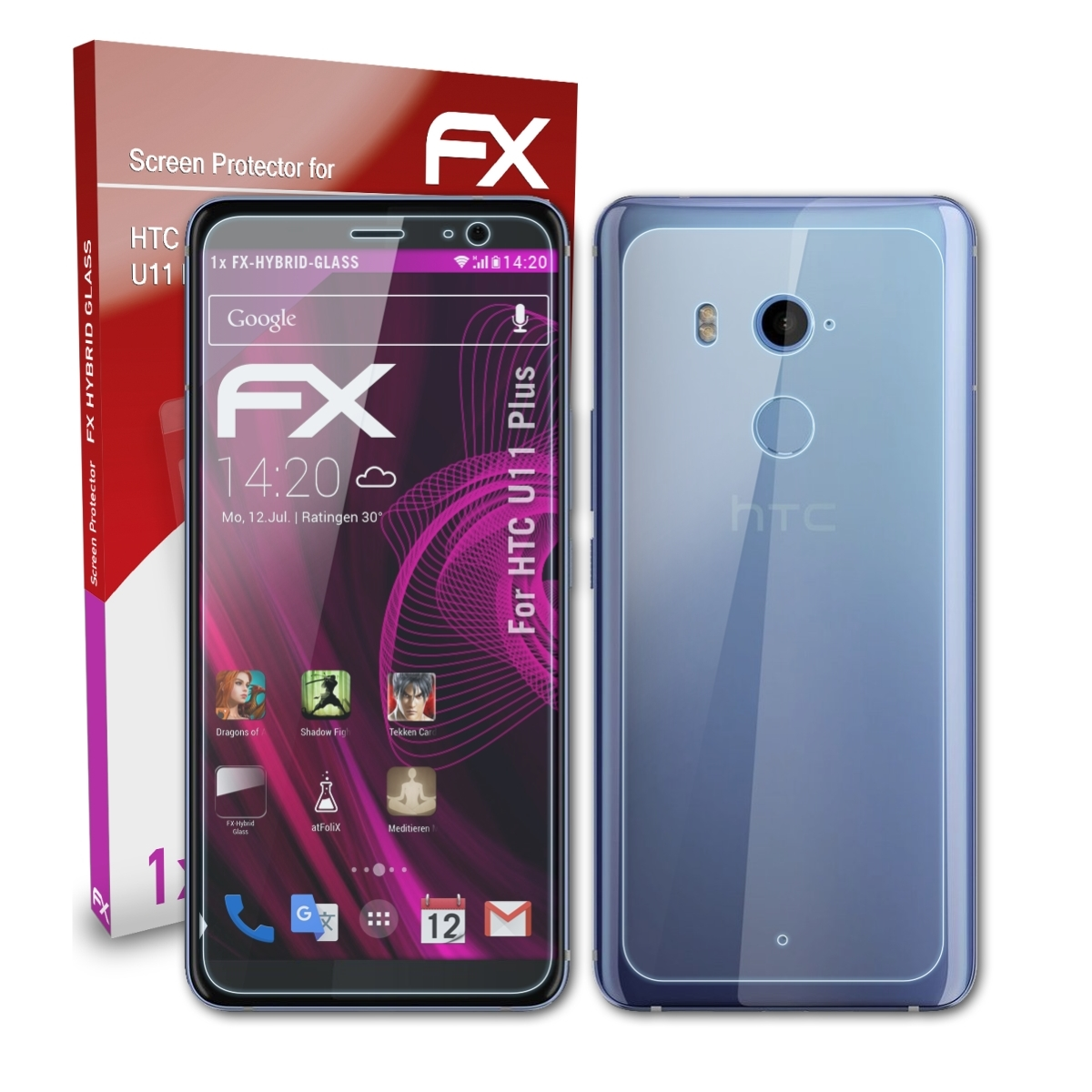 ATFOLIX FX-Hybrid-Glass Schutzglas(für HTC U11 Plus)