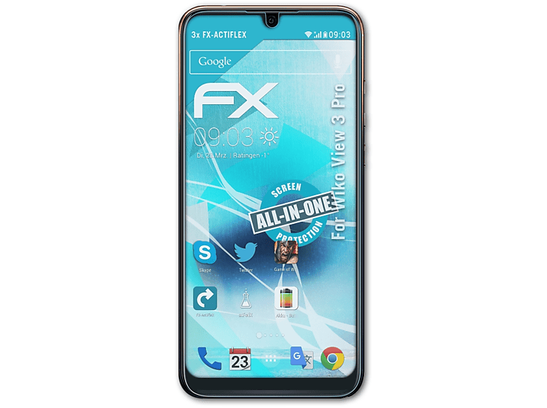 ATFOLIX 3x FX-ActiFleX Displayschutz(für Wiko View 3 Pro)