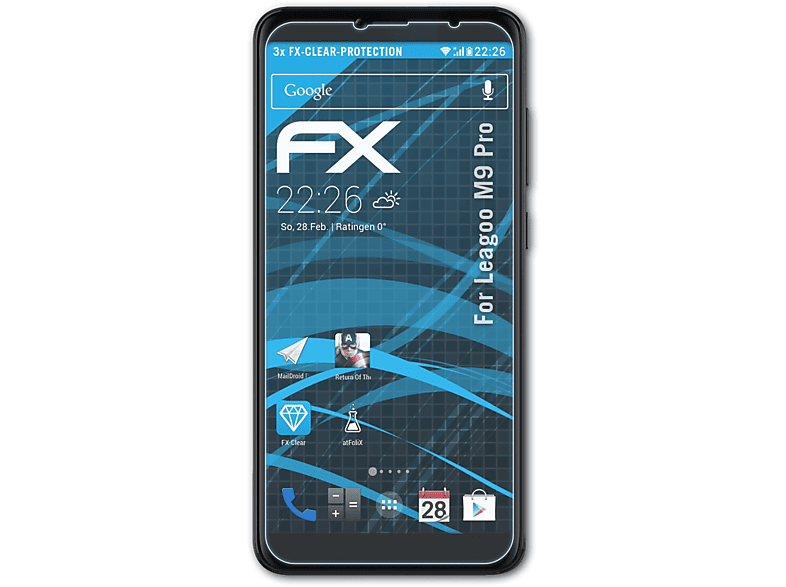 ATFOLIX 3x FX-Clear Displayschutz(für M9 Leagoo Pro)