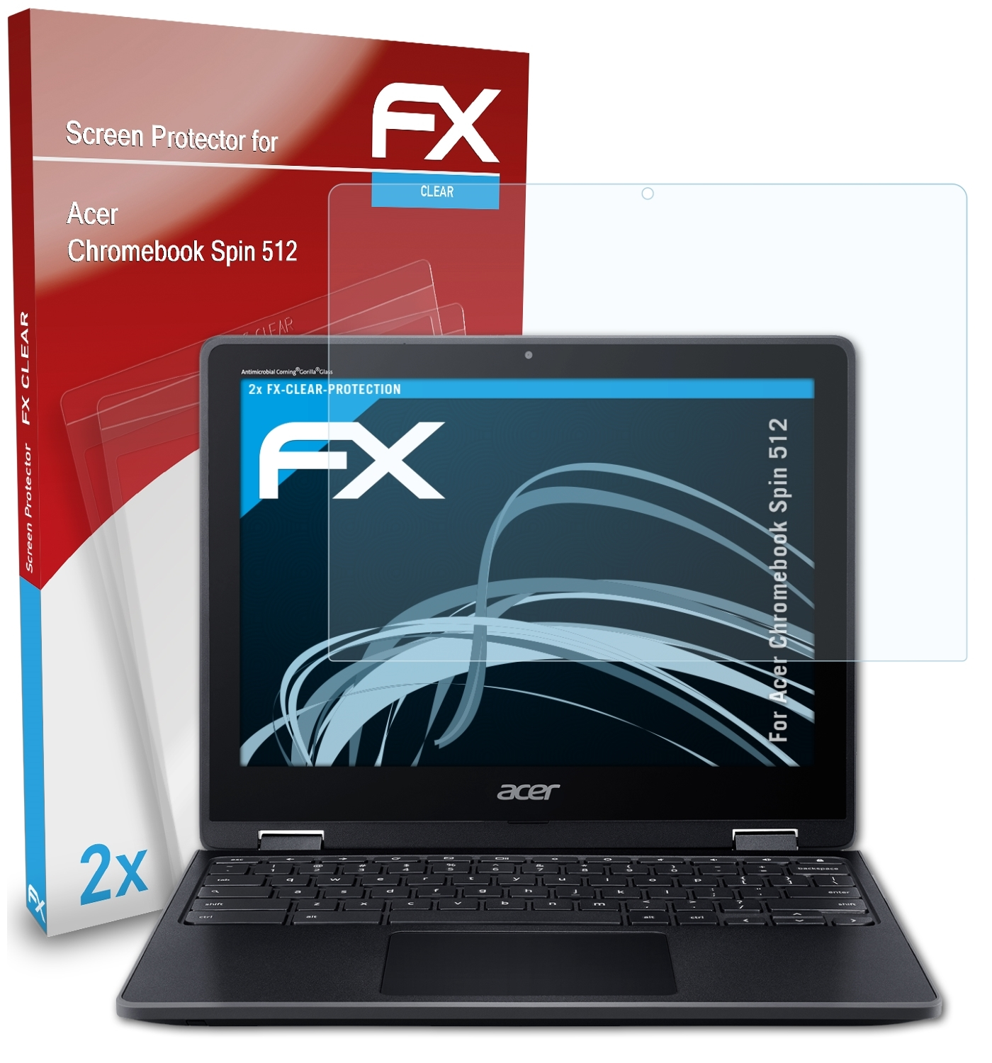 ATFOLIX 2x FX-Clear Displayschutz(für Chromebook Acer 512) Spin