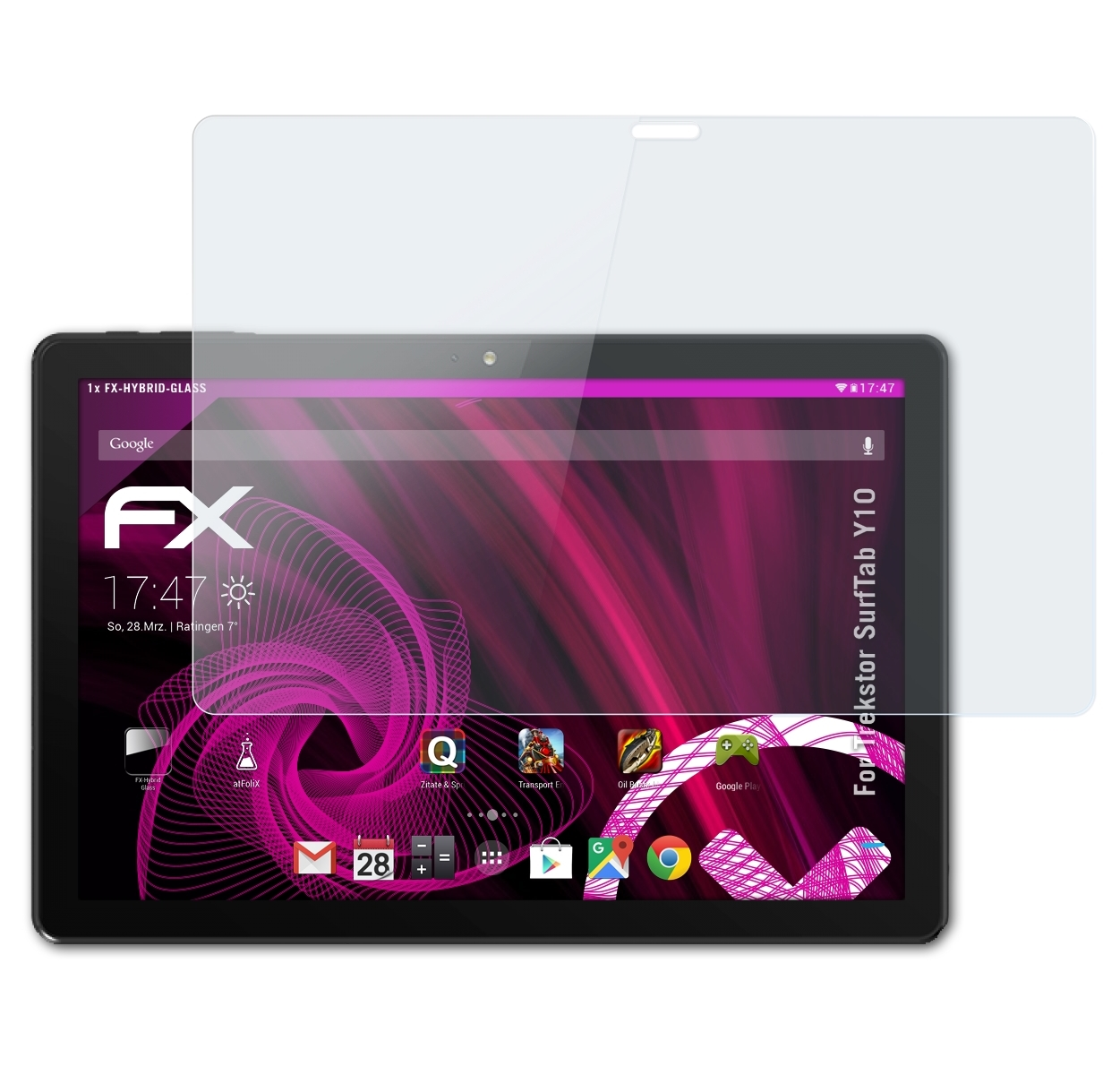 Schutzglas(für ATFOLIX Trekstor SurfTab Y10) FX-Hybrid-Glass