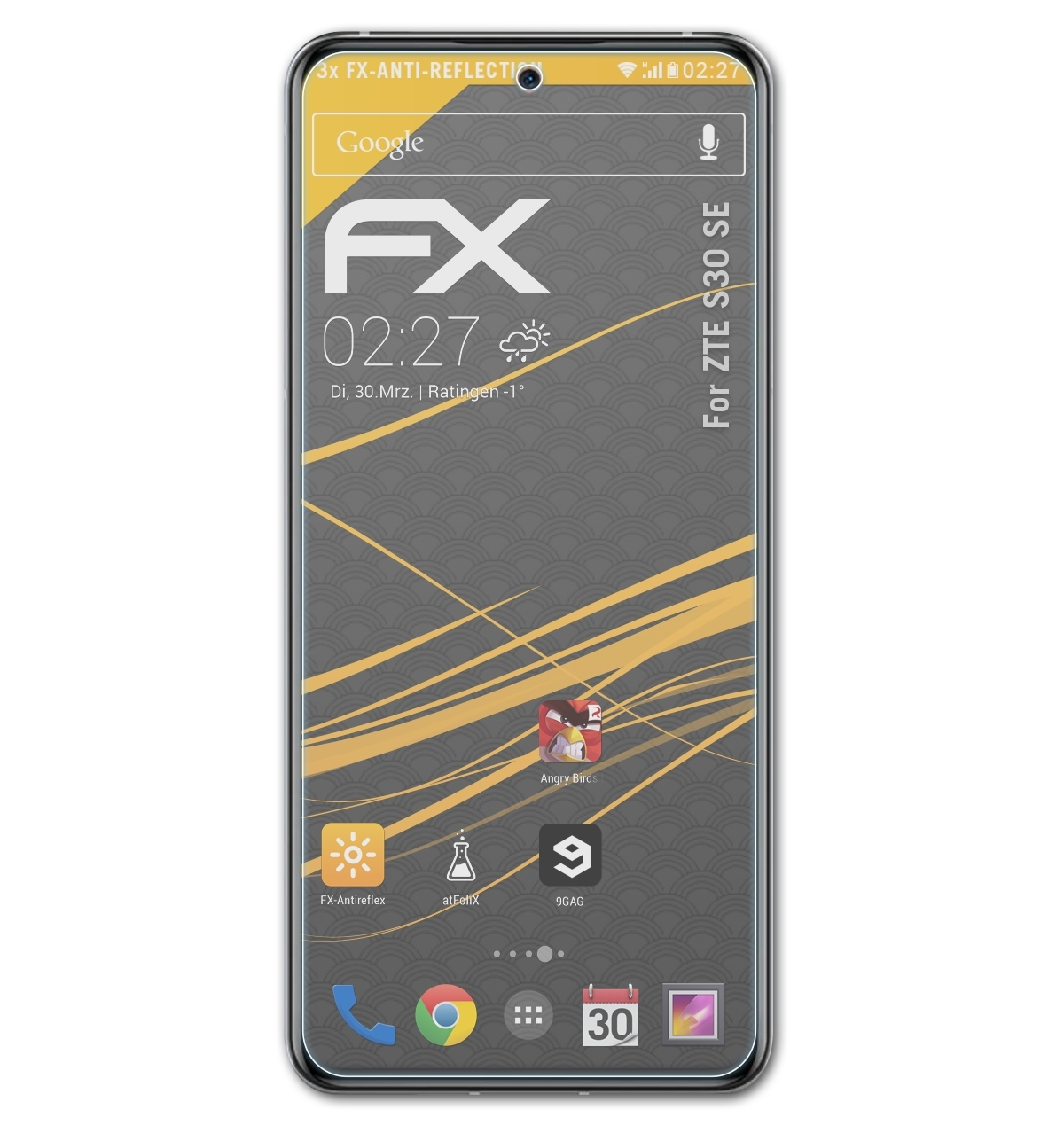 ATFOLIX 3x Displayschutz(für SE) ZTE FX-Antireflex S30