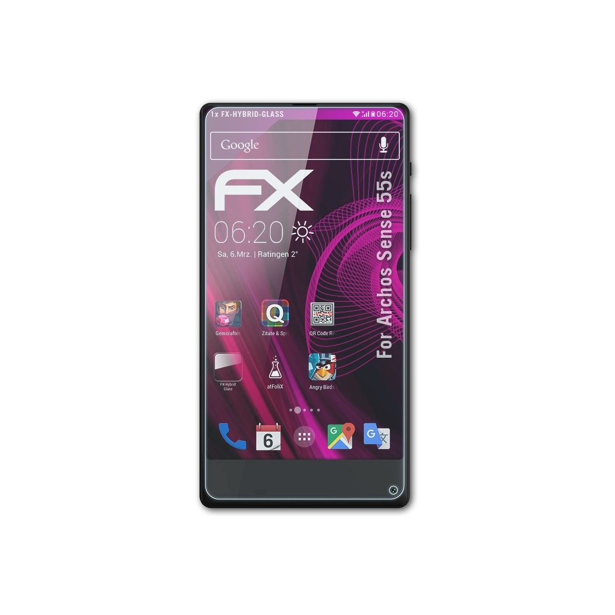 Archos Sense ATFOLIX FX-Hybrid-Glass 55s) Schutzglas(für