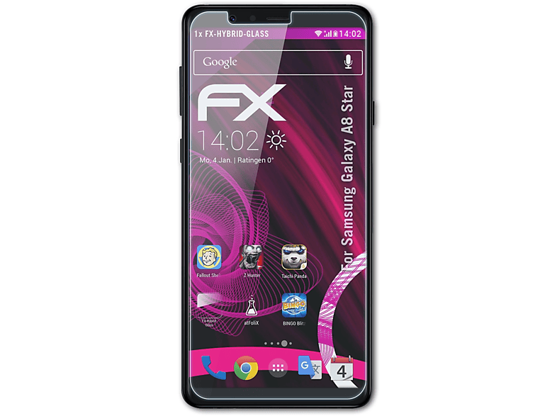 ATFOLIX FX-Hybrid-Glass Schutzglas(für Samsung Galaxy A8 Star)