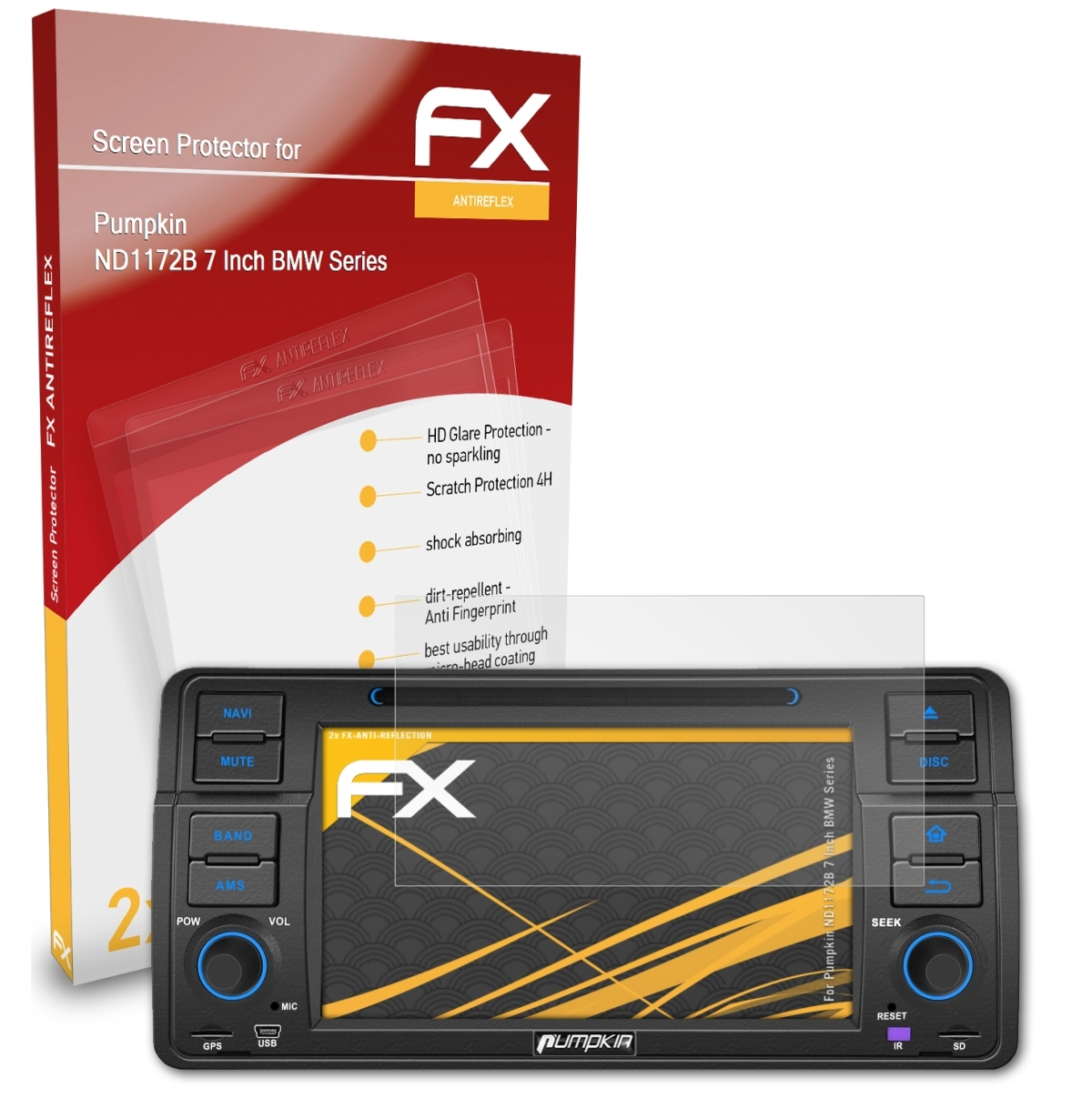 ATFOLIX 2x FX-Antireflex Displayschutz(für ND1172B 7 Inch) Pumpkin
