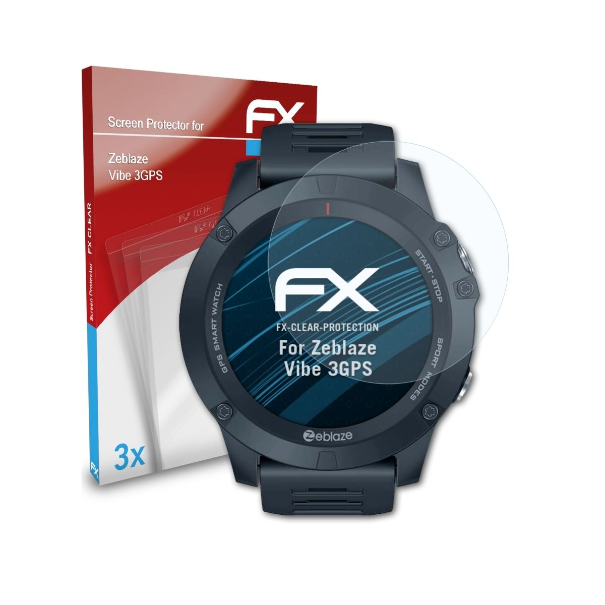 ATFOLIX 3x FX-Clear Zeblaze Vibe Displayschutz(für 3GPS)