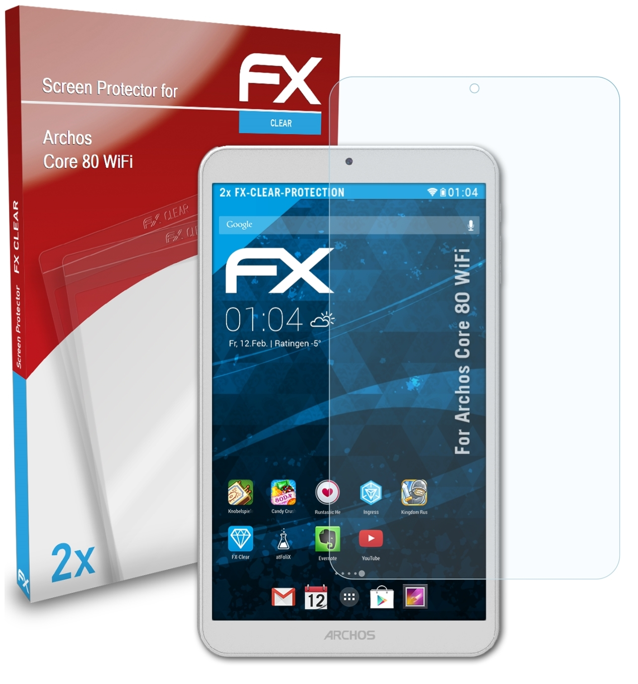 ATFOLIX 2x FX-Clear Displayschutz(für Archos 80 Core WiFi)