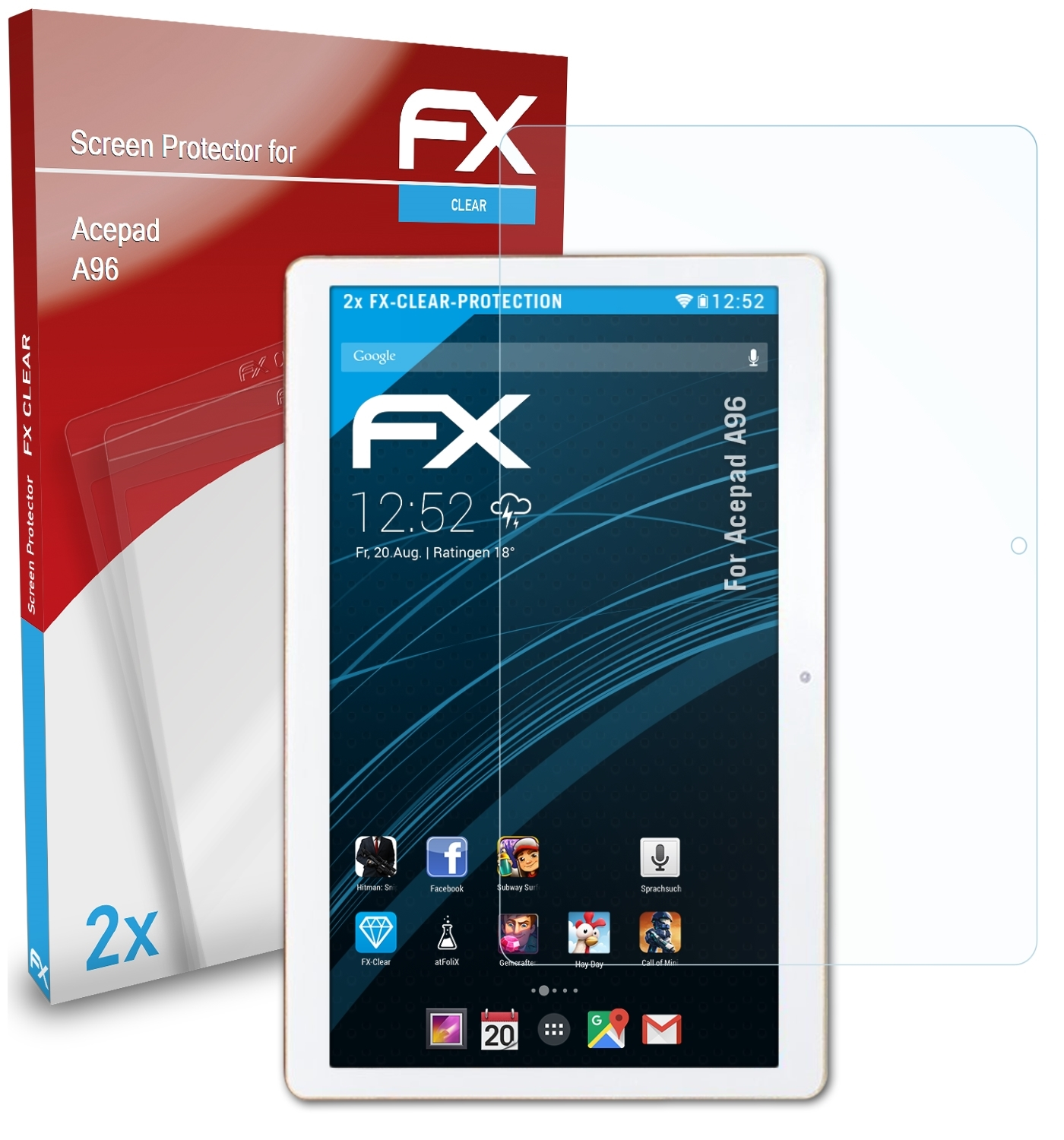 ATFOLIX 2x A96) FX-Clear Acepad Displayschutz(für