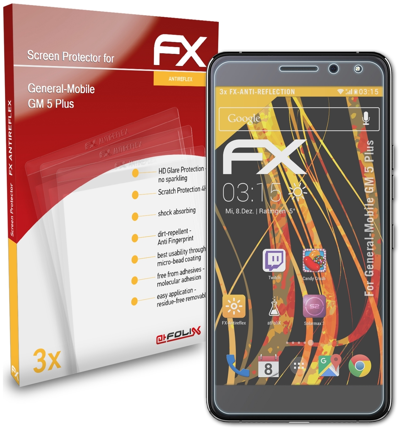 FX-Antireflex General-Mobile 5 Plus) Displayschutz(für 3x GM ATFOLIX