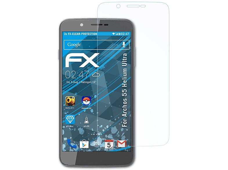 ATFOLIX 3x FX-Clear Archos 55 Ultra) Displayschutz(für Helium