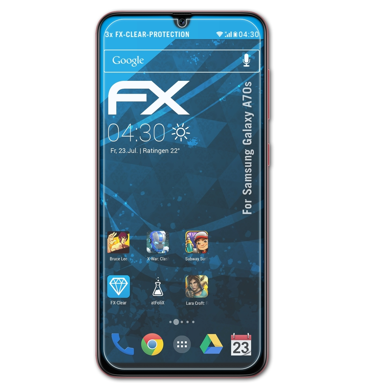 ATFOLIX 3x FX-Clear Displayschutz(für Samsung Galaxy A70s)