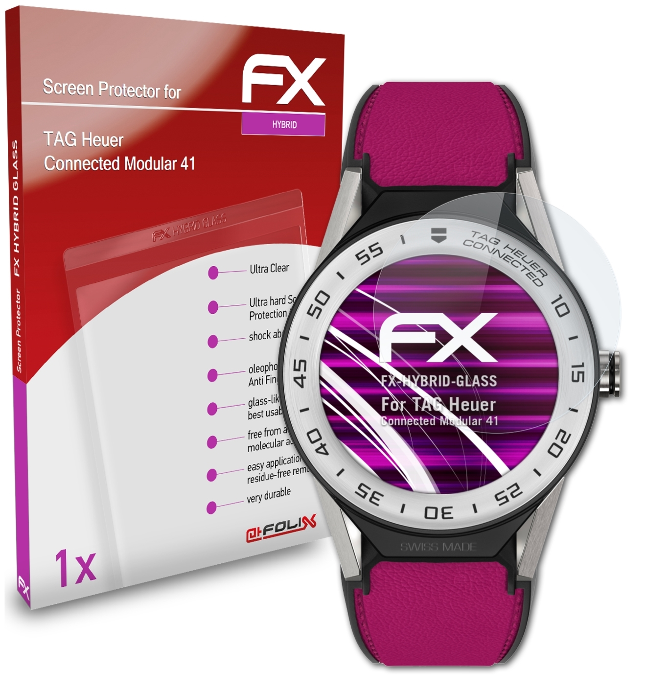 ATFOLIX FX-Hybrid-Glass TAG Modular Schutzglas(für 41) Heuer Connected